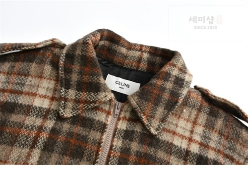 C E L I N E 셀린느 트리오페 로고 자수 배색 체크 테디 자켓 의류 5번 이미지