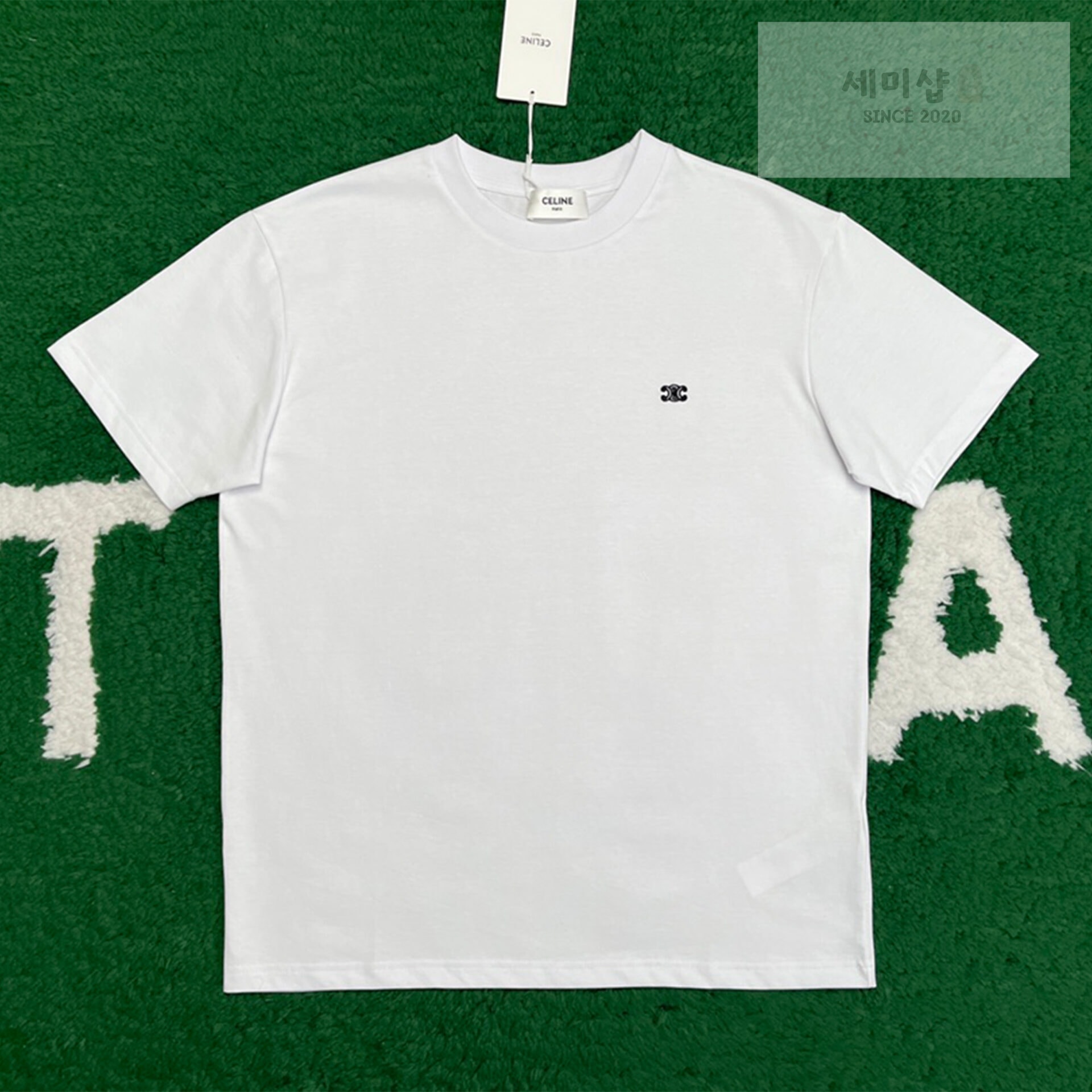 C E L I N E 셀린느 트리오페 스몰 로고 루즈핏 반팔 티셔츠 “2COLOR” WHITE 의류 1번 이미지