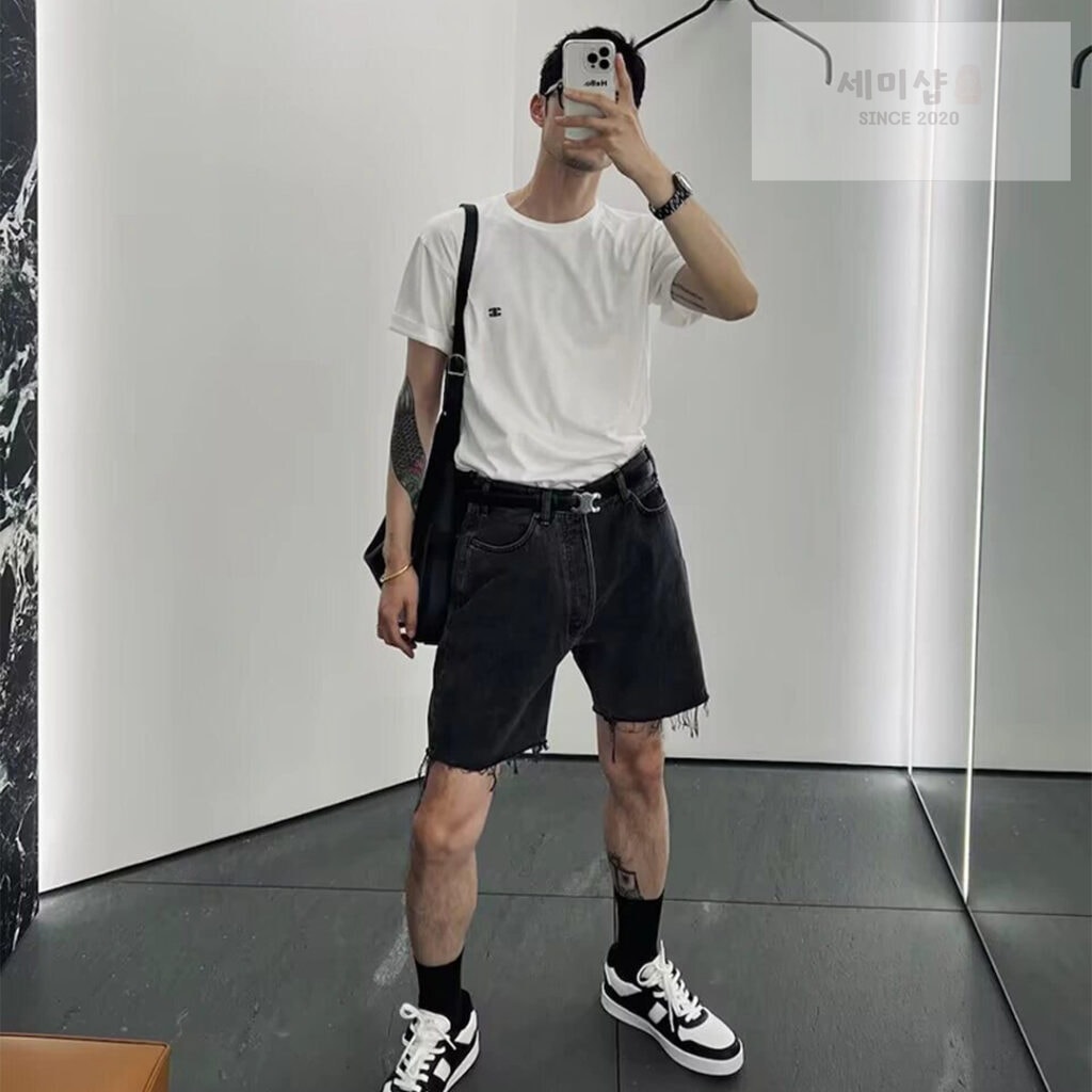 C E L I N E 셀린느 트리오페 스몰 로고 루즈핏 반팔 티셔츠 “2COLOR” WHITE 의류 15번 이미지