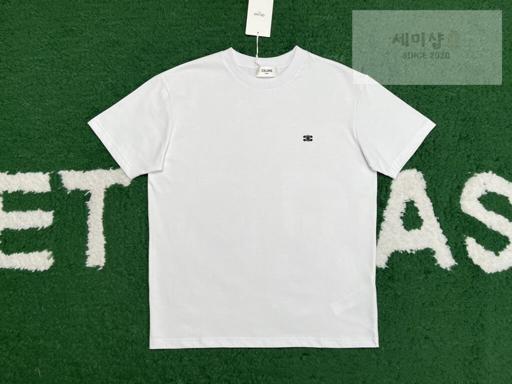 C E L I N E 셀린느 트리오페 스몰 로고 루즈핏 반팔 티셔츠 “2COLOR” WHITE 의류 2번 이미지