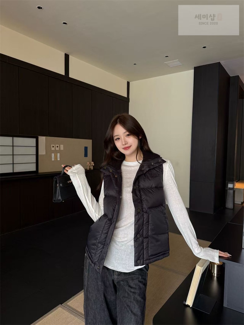 C E L I N E 셀린느 트리옹프 로고 슬리브리스 다운 질렛 패딩 조끼 베이지 의류 5번 이미지