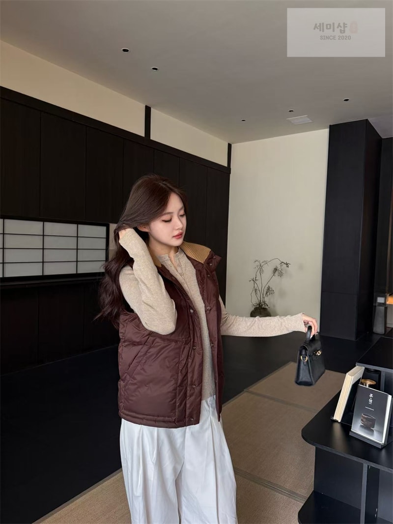 C E L I N E 셀린느 트리옹프 로고 슬리브리스 다운 질렛 패딩 조끼 베이지 의류 6번 이미지