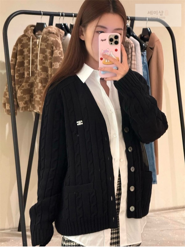 C E L I N E 셀린느 트리옹프 v넥 캐시미어 가디건 의류 5번 이미지