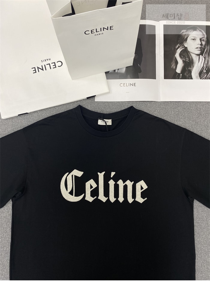 C E L I N E 셀린느 플로킹 로고 루즈핏 반팔 티셔츠 의류 7번 이미지