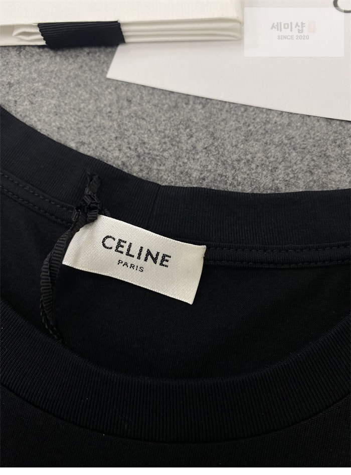 C E L I N E 셀린느 플로킹 로고 루즈핏 반팔 티셔츠 의류 12번 이미지