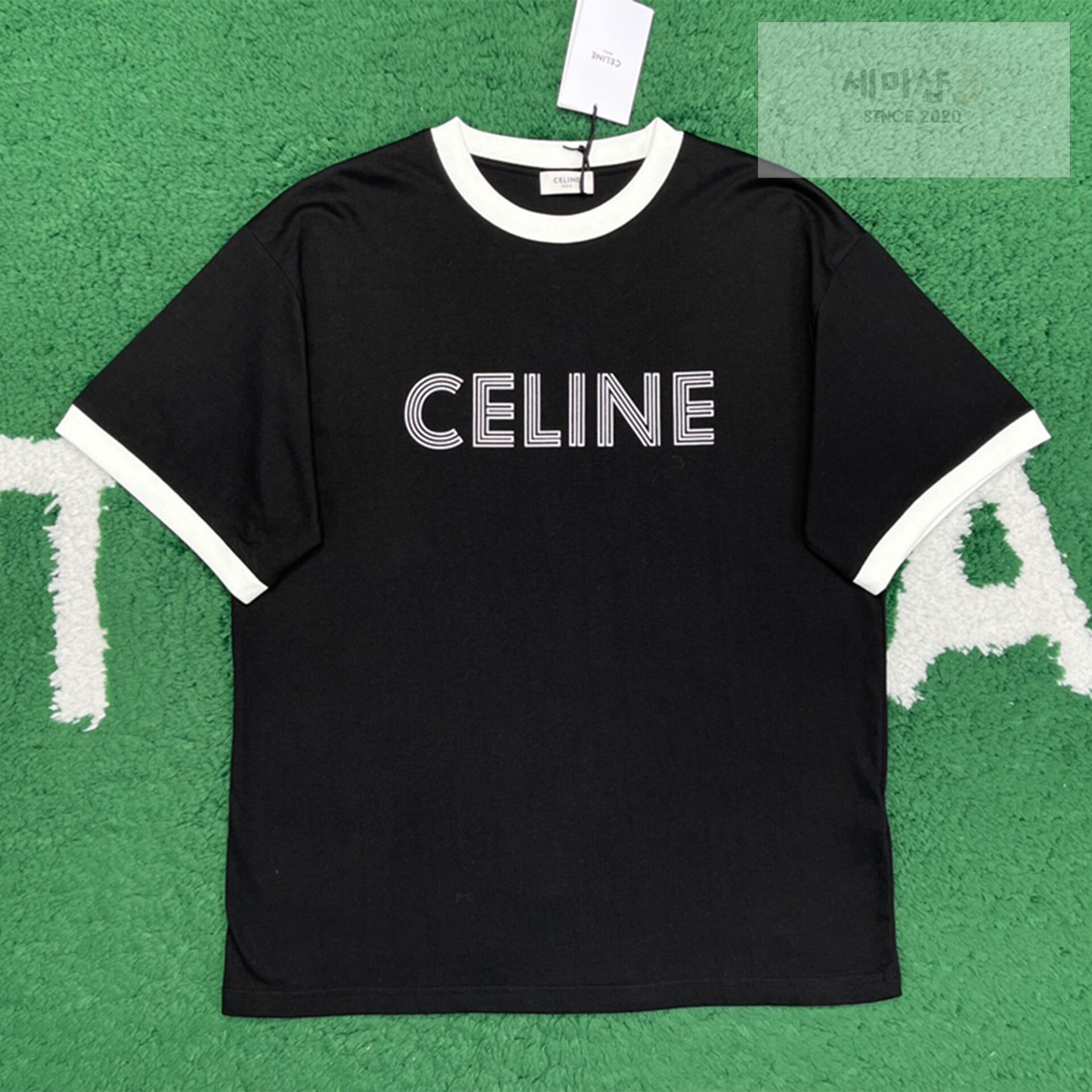 C E L I N E 셀린느 23FW 로고 프린팅 반팔 티셔츠 “2COLOR” BLACK 의류 1번 이미지