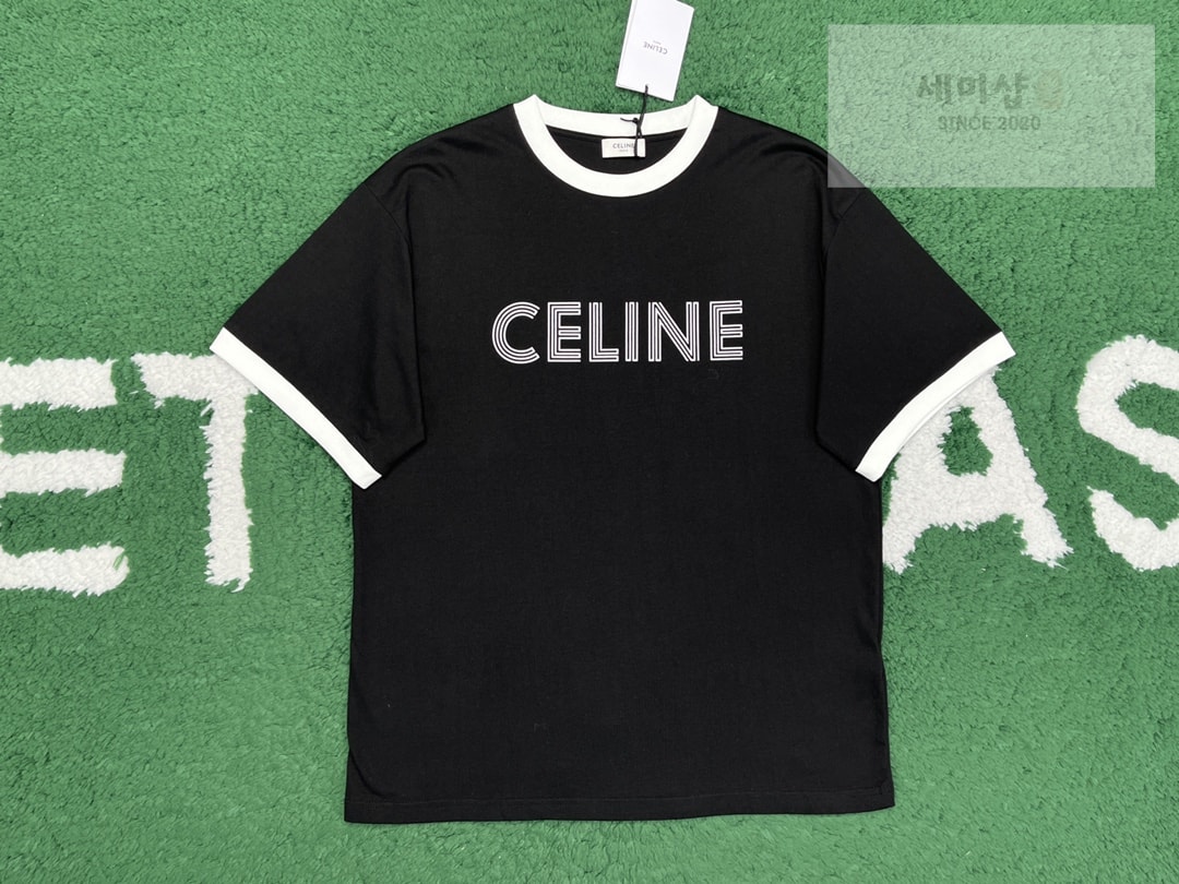 C E L I N E 셀린느 23FW 로고 프린팅 반팔 티셔츠 “2COLOR” BLACK 의류 5번 이미지