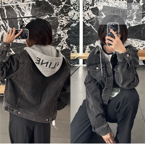 C E L I N E 셀린느 24FW 차콜 워시 로그 데님 후드 자켓 의류 14번 이미지