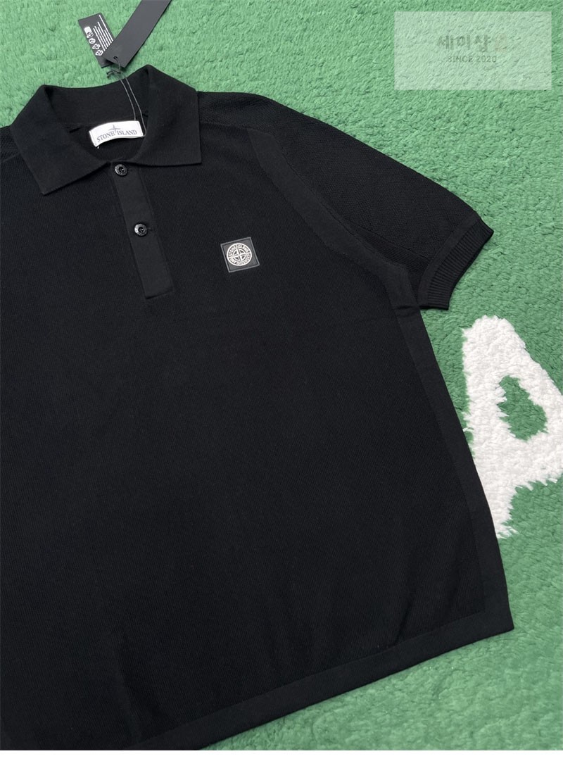 Stone Island 스톤아일랜드 오가닉 코튼 피케 폴로 셔츠 블랙 의류 8번 이미지