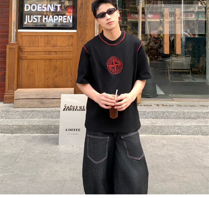 Stone Island 스톤아일랜드 콘트라스트 스티치 코마 코튼 티셔츠 의류 2번 이미지