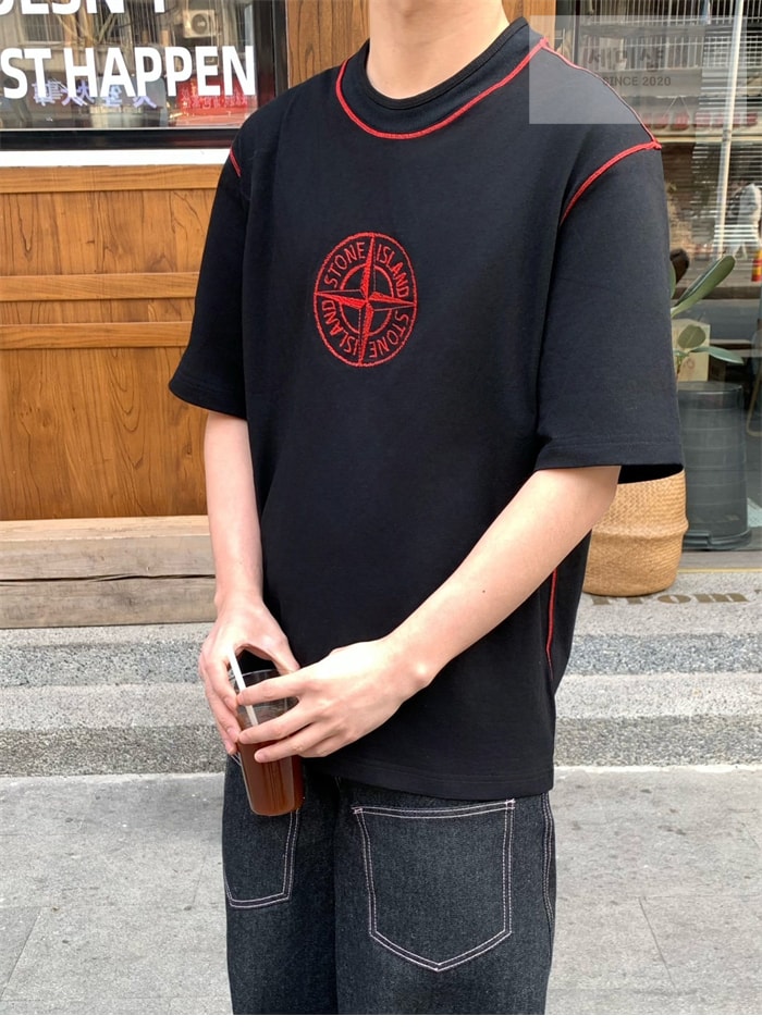Stone Island 스톤아일랜드 콘트라스트 스티치 코마 코튼 티셔츠 의류 13번 이미지
