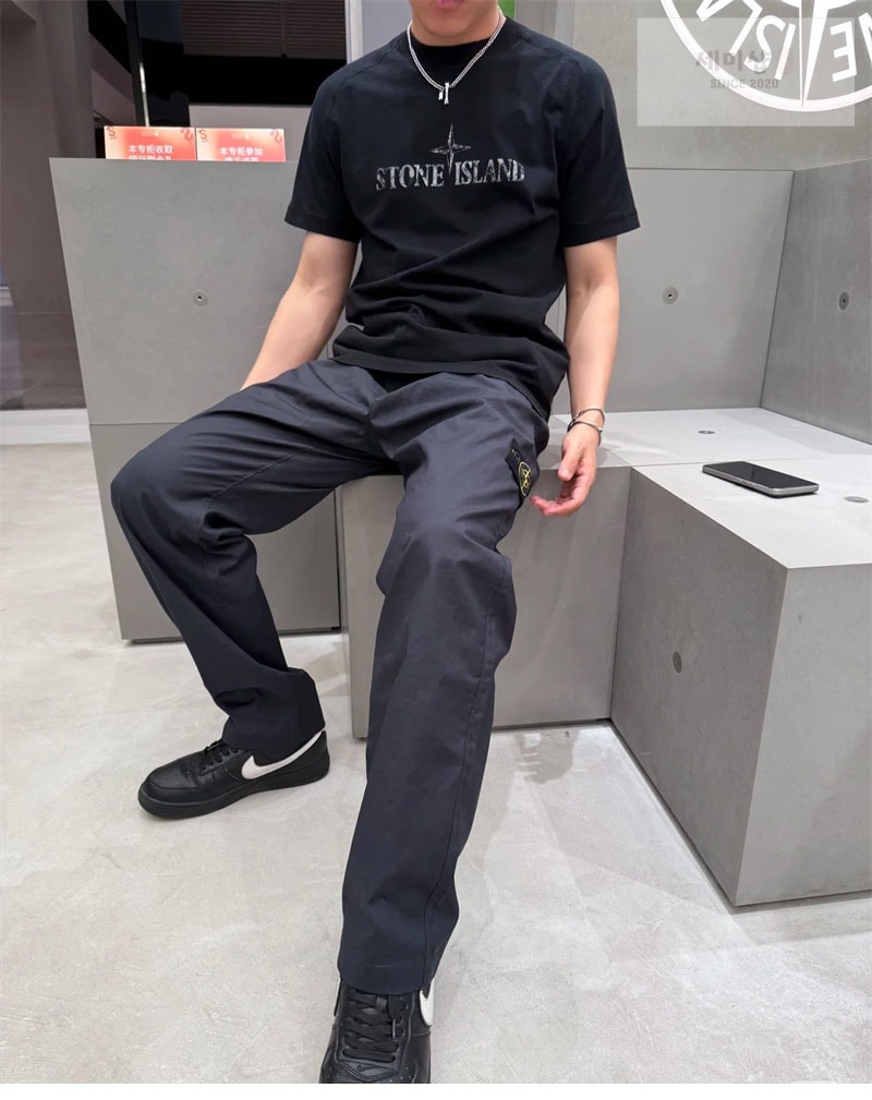 Stone Island 스톤아일랜드 멀티 컬러 크로스 세머터리 롱슬리브 티셔츠 블랙 의류 2번 이미지