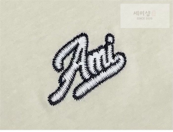 A M I 아미 베이지 코튼 시그니처 반팔 티셔츠 의류 8번 이미지