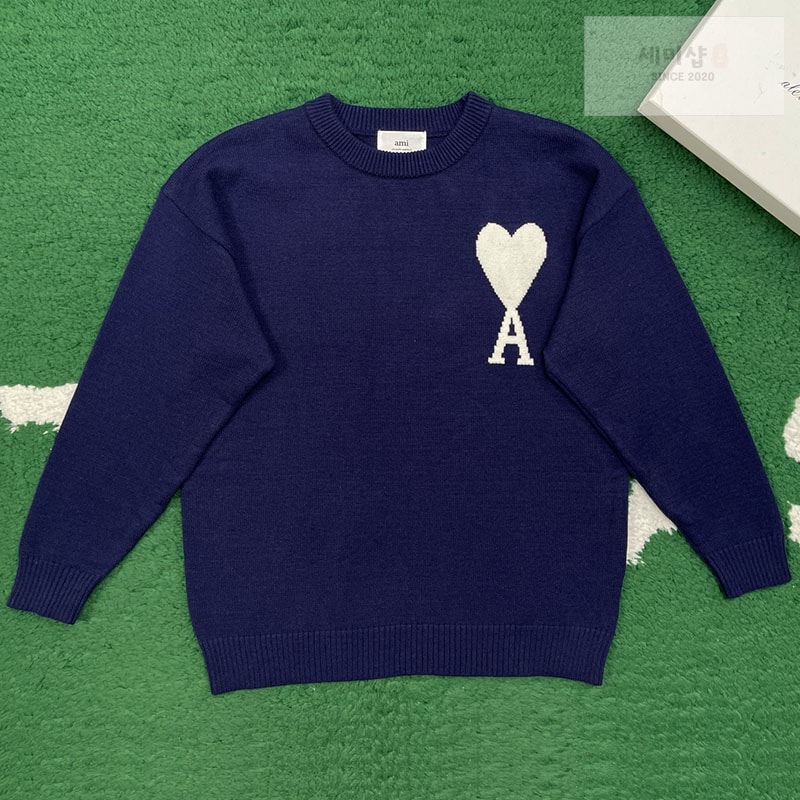 A M I 아미 빅 하트 로고 오버사이즈 인타르시아 스웨터 의류 1번 이미지