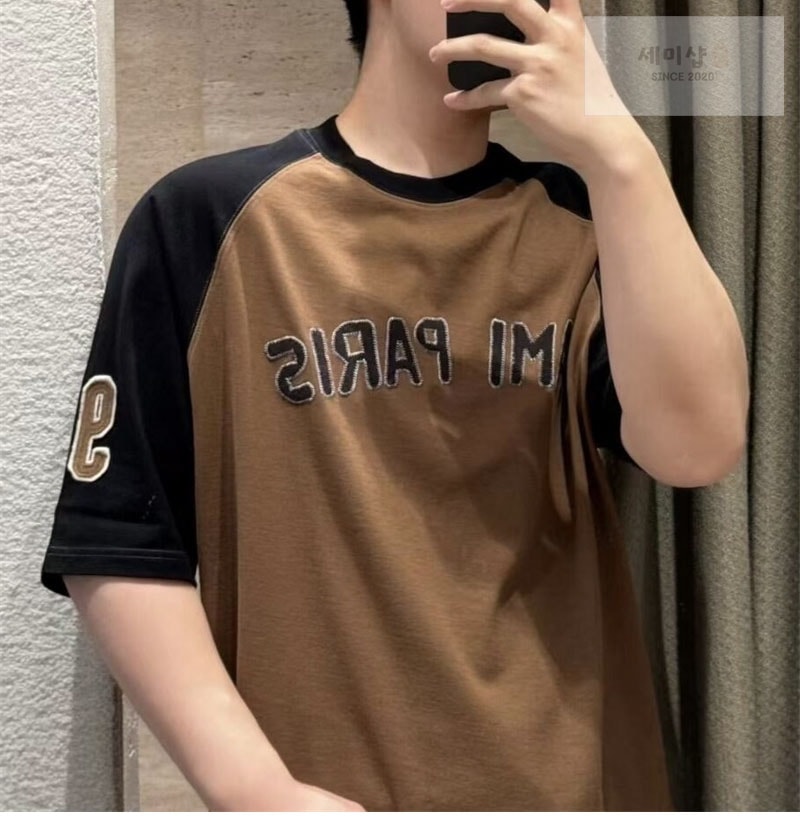 A M I 아미 파리스 로고 크루넥 반팔 티셔츠 의류 3번 이미지
