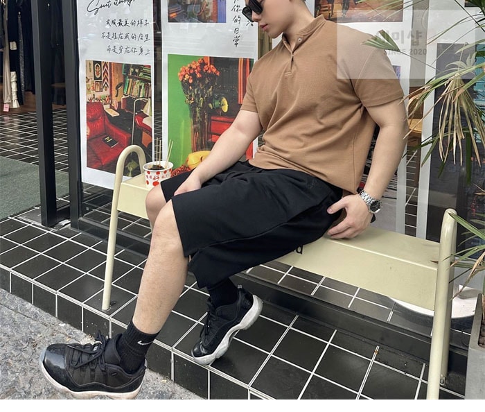 A M I 아미 하트 로고 자수 숏 팬츠 카키 의류 3번 이미지
