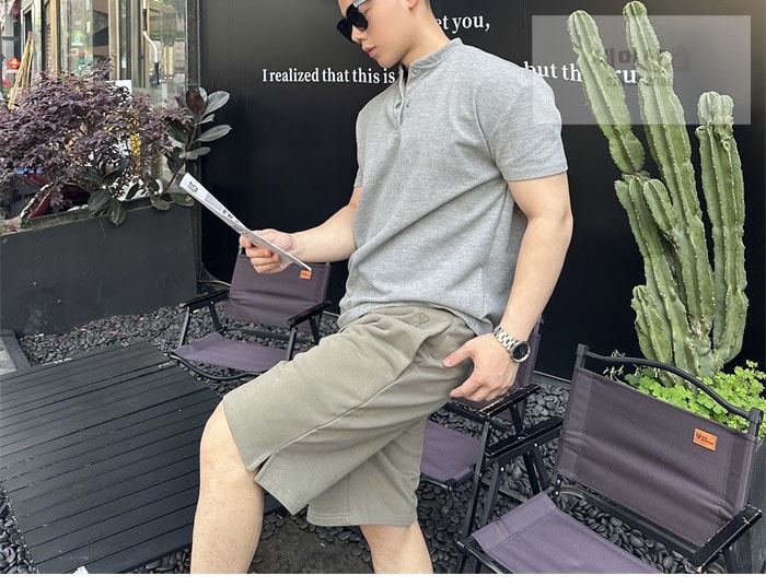 A M I 아미 하트 로고 자수 숏 팬츠 카키 의류 4번 이미지