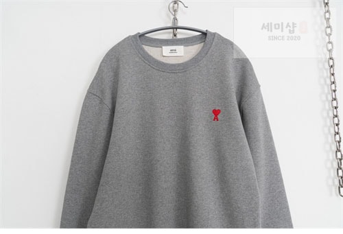A M I 아미 24FW 스몰 하트 로고 맨투맨 그레이 의류 22번 이미지