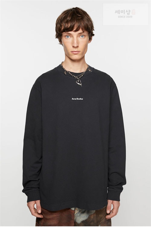 Acne Studios 아크네 로고 크루넥 스웨트셔츠 맨투맨 블랙/화이트 의류 1번 이미지
