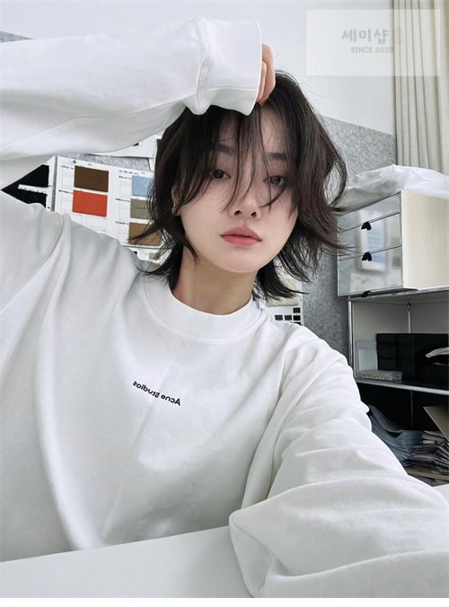 Acne Studios 아크네 로고 크루넥 스웨트셔츠 맨투맨 블랙/화이트 의류 14번 이미지