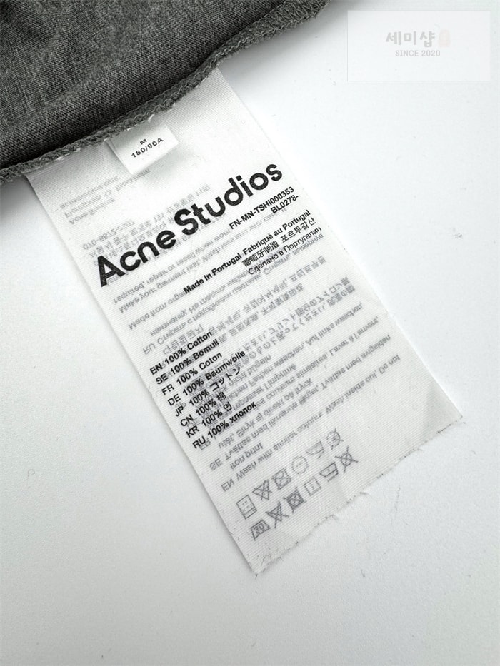 Acne Studios 아크네 버튼 로고 프린트 디스트레스 반팔 티셔츠 블랙 의류 11번 이미지