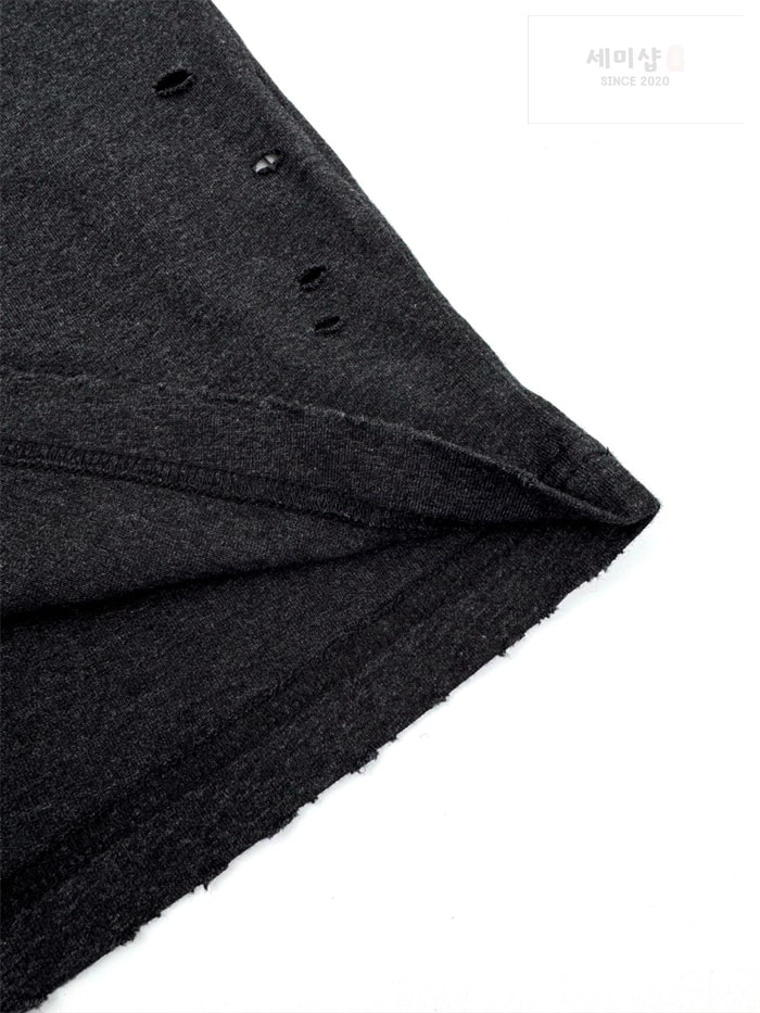 Acne Studios 아크네 버튼 로고 프린트 디스트레스 반팔 티셔츠 블랙 의류 16번 이미지