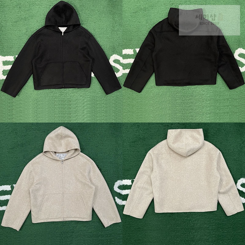 Acne Studios 아크네 브러시드 캐시미어 울 후드 자켓 블랙 의류 1번 이미지