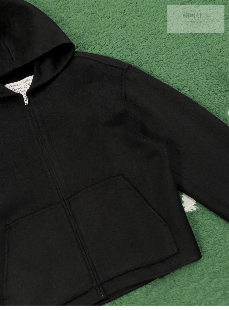 Acne Studios 아크네 브러시드 캐시미어 울 후드 자켓 블랙 의류 24번 이미지
