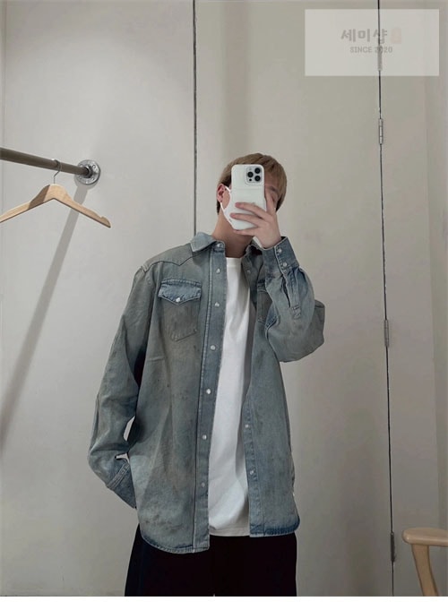 Acne Studios 아크네 빈티지 이펙트 워시드 데님 셔츠 의류 9번 이미지