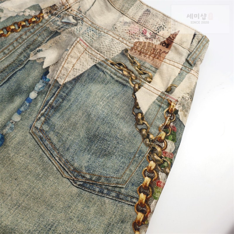Acne Studios 아크네 스택 벨트 프린트 1981 배기 데님 진 의류 6번 이미지