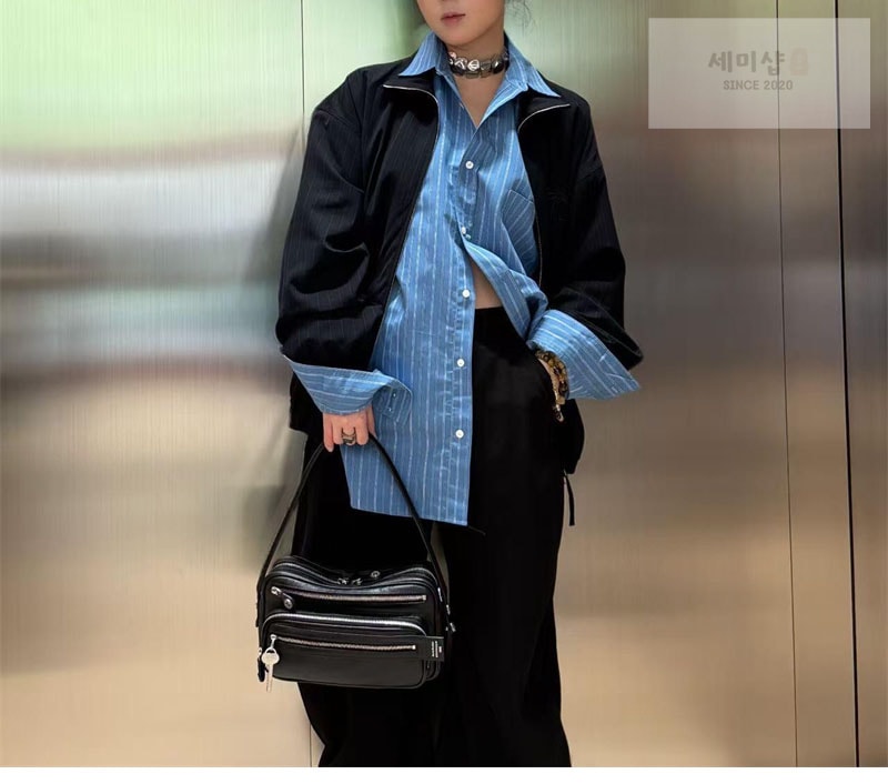 Acne Studios 아크네 스트라이프 하이넥 시즌 보우 자수 릴랙스핏 자켓 의류 3번 이미지