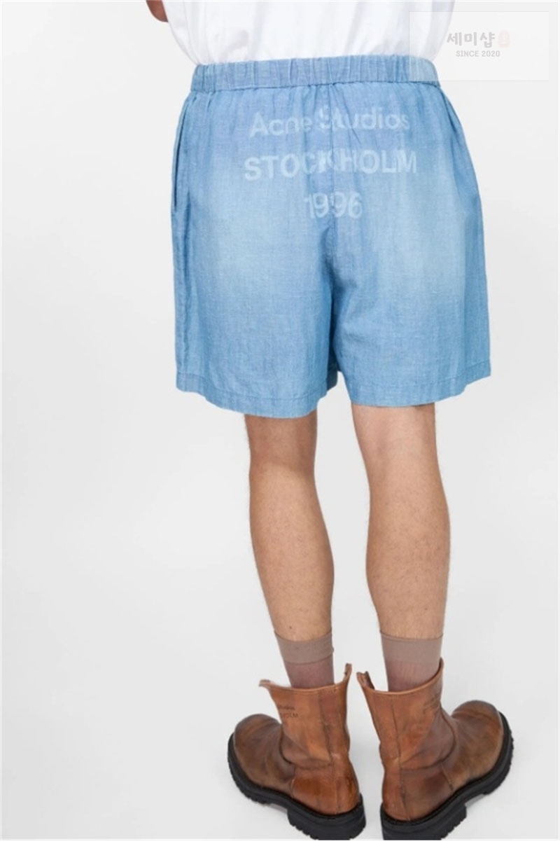 Acne Studios 아크네 워싱 코튼 리넨 밴딩 숏 팬츠 의류 2번 이미지