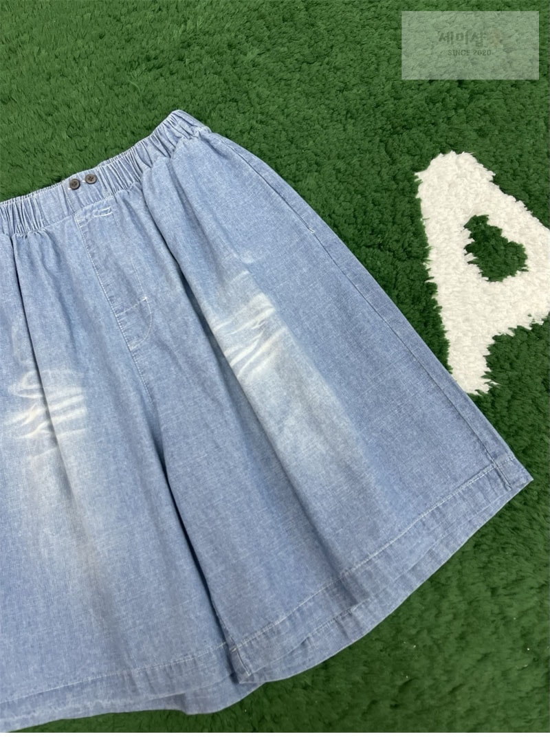Acne Studios 아크네 워싱 코튼 리넨 밴딩 숏 팬츠 의류 7번 이미지