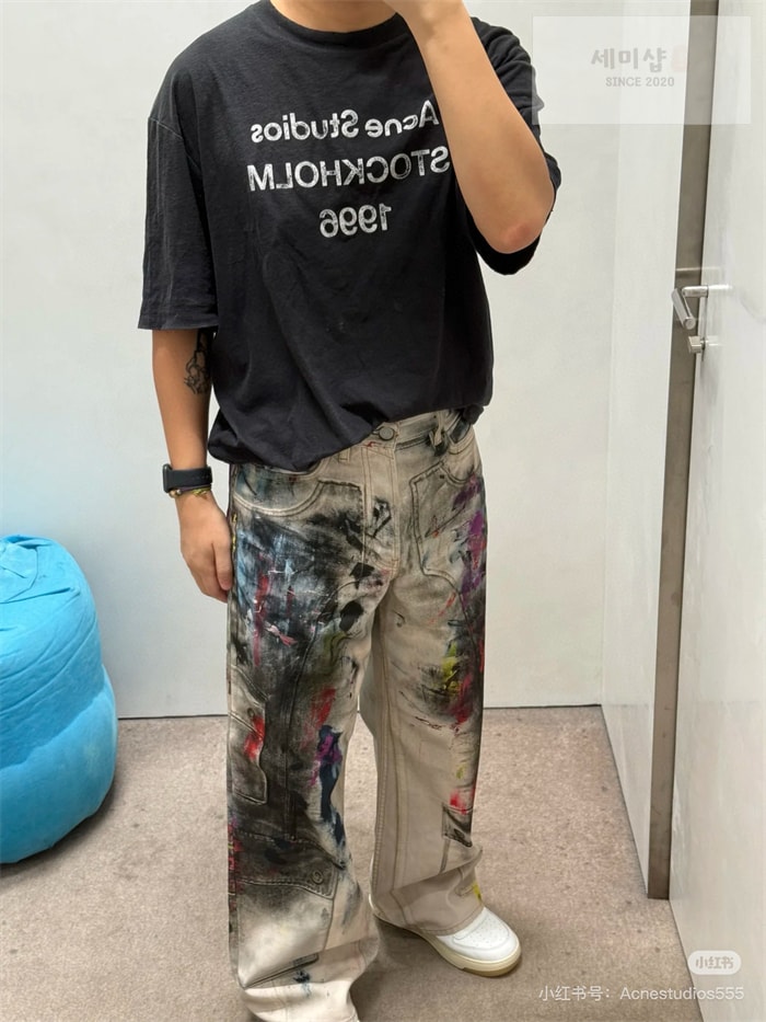 Acne Studios 아크네 트롱프뢰유 페인트 1981M 배기 데님 진 의류 3번 이미지