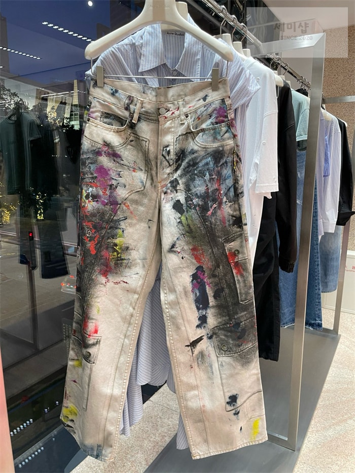 Acne Studios 아크네 트롱프뢰유 페인트 1981M 배기 데님 진 의류 4번 이미지