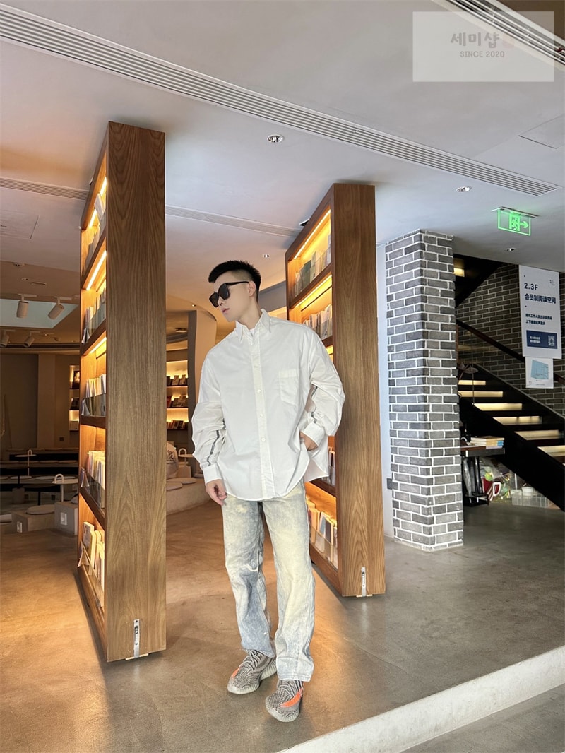 Acne Studios 아크네 포플린 버튼업 로고 스트라이프 셔츠 의류 1번 이미지