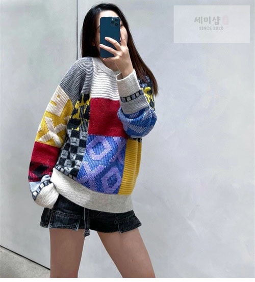 Acne Studios 아크네 23SS 패치워크 패턴 니트 스웨터 의류 20번 이미지