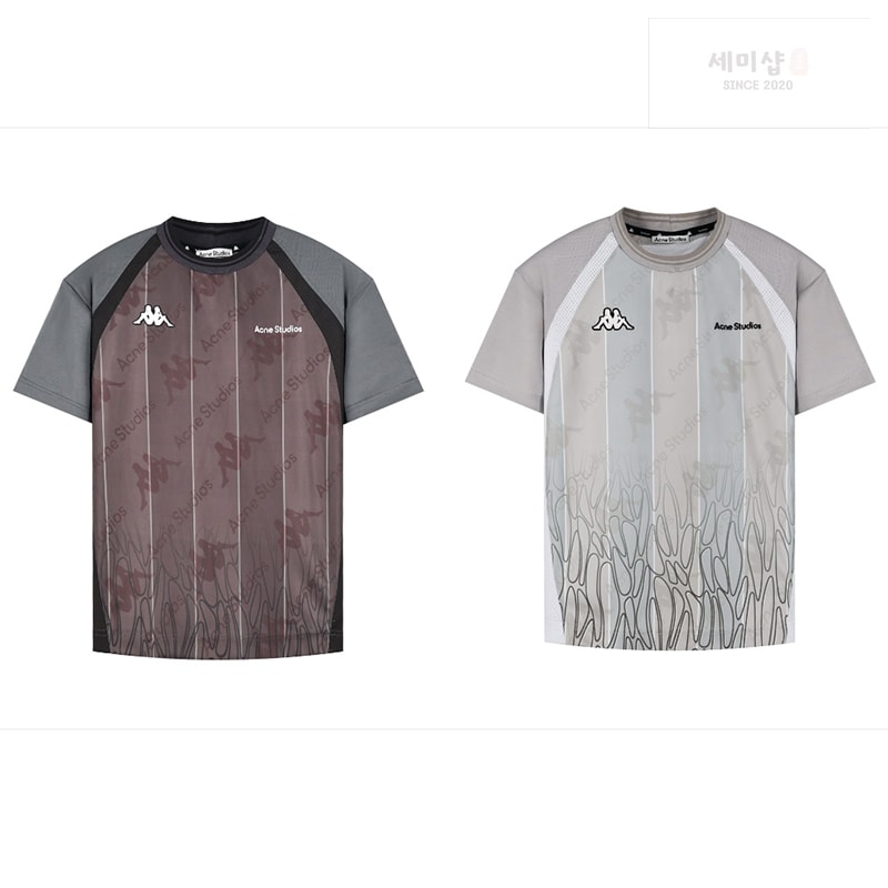 Acne Studios 아크네 x 카파 로고 저지 반팔 티셔츠 그레이 의류 1번 이미지