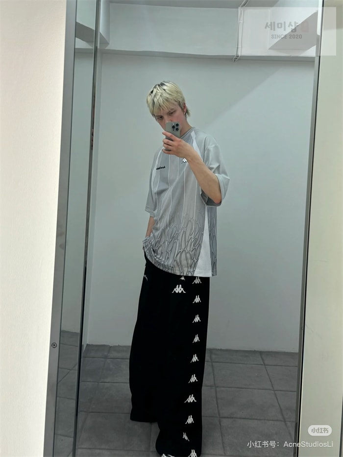 Acne Studios 아크네 x 카파 로고 저지 반팔 티셔츠 그레이 의류 22번 이미지