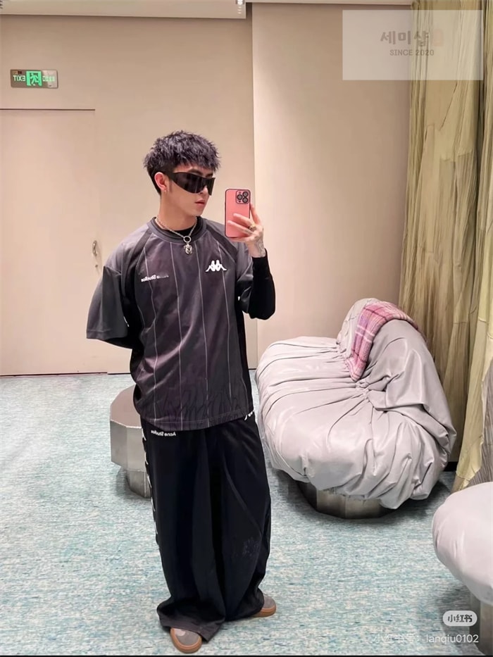 Acne Studios 아크네 x 카파 로고 저지 반팔 티셔츠 그레이 의류 21번 이미지