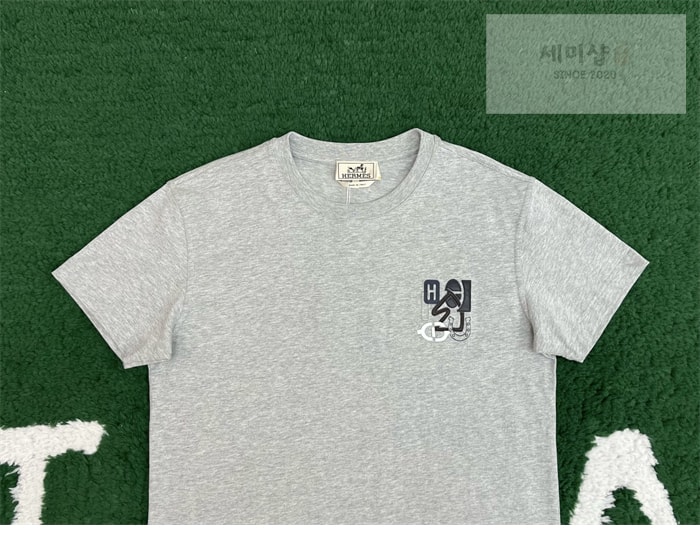 Hermes 에르메스 H Puzzle 디테일 코튼 반팔 티셔츠 네이비 의류 14번 이미지