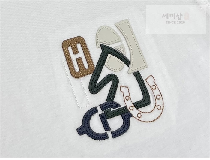 Hermes 에르메스 H Puzzle 디테일 코튼 반팔 티셔츠 네이비 의류 21번 이미지