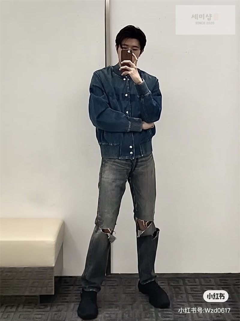 Givenchy 지방시 디스트로이드 스트레이트 지퍼 데님 진 팬츠 의류 4번 이미지