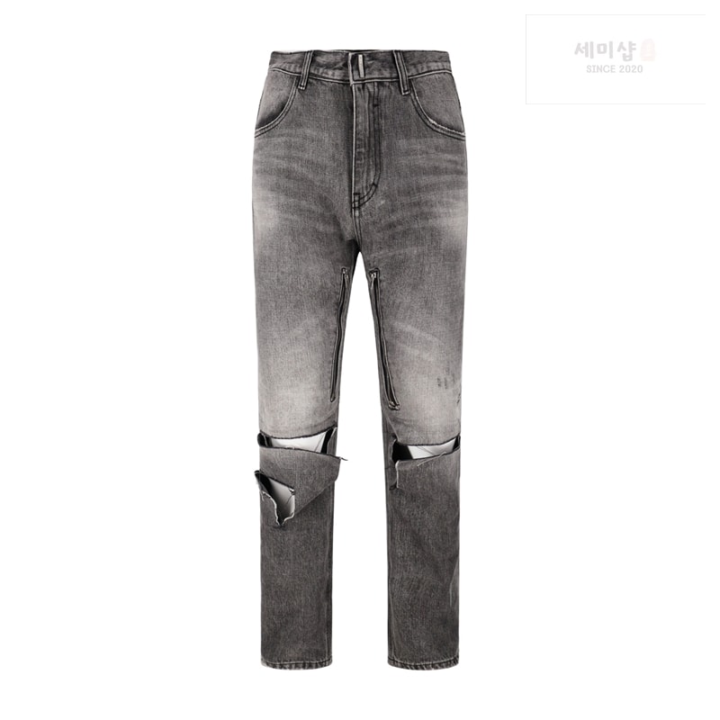 Givenchy 지방시 디스트로이드 스트레이트 지퍼 데님 진 팬츠 의류 5번 이미지