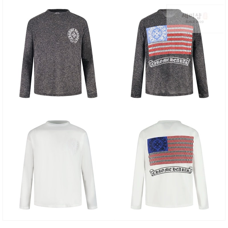 Chrome Hearts 크롬하츠 빈티지 USA 아메리칸 플래그 롱슬리브 티셔츠 그레이 의류 2번 이미지
