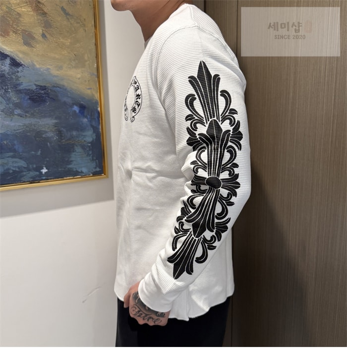 Chrome Hearts 크롬하츠 홀스슈 플로럴 슬리브 와플 써멀 티셔츠 그레이 의류 15번 이미지