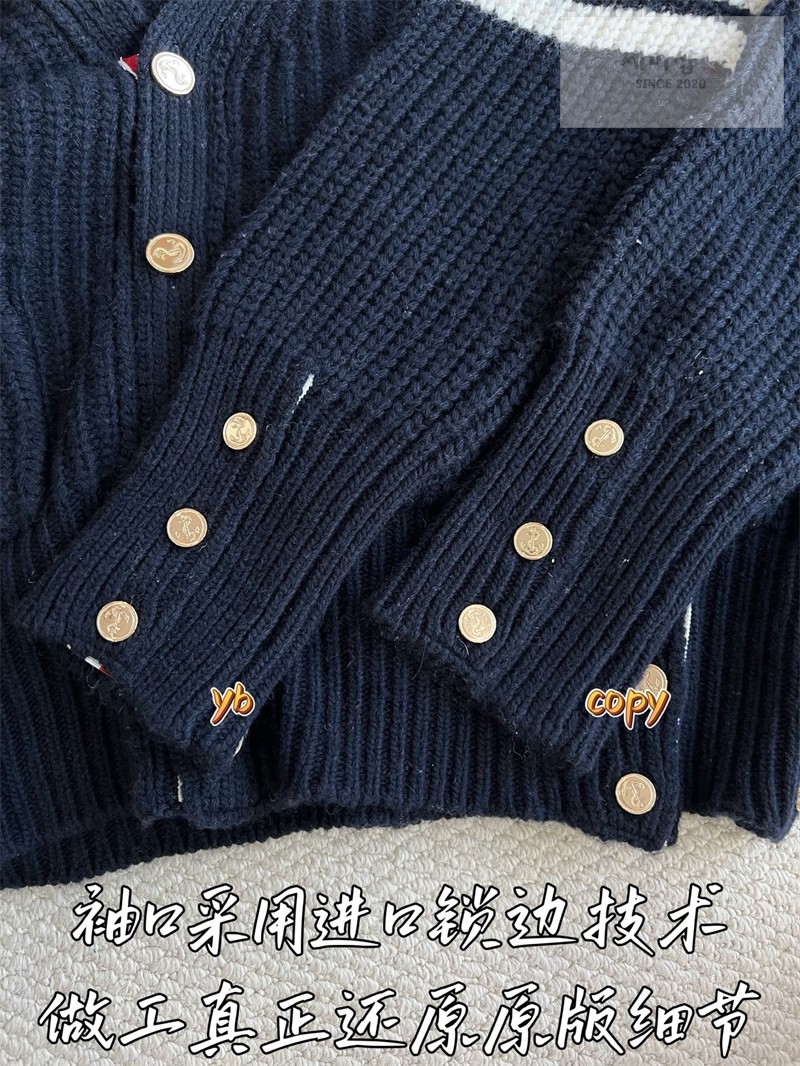 Thom Browne 톰브라운 가먼트 다이드 사선완장 케이블 가디건 네이비 의류 12번 이미지