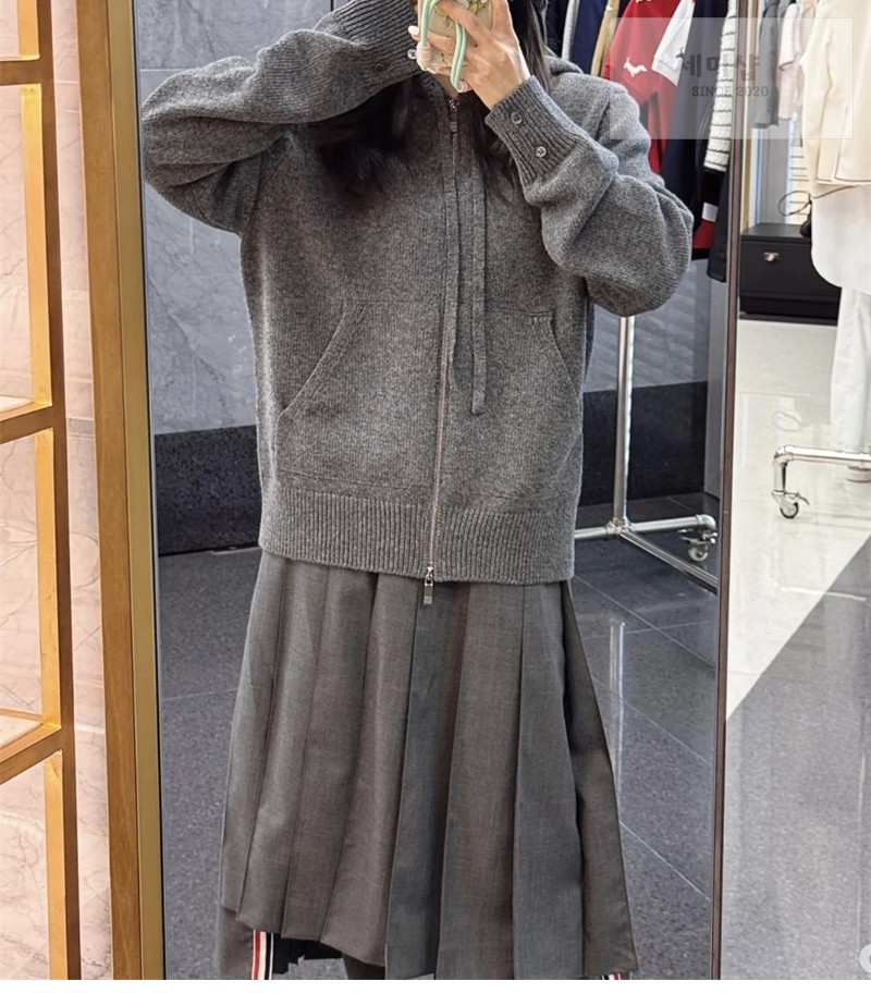 Thom Browne 톰브라운 기스 인타르시아 메리노 울 후디 그레이 의류 4번 이미지