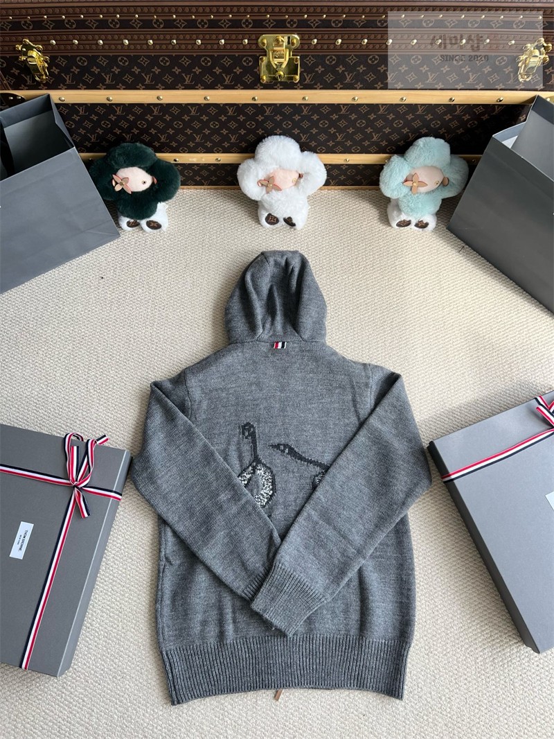 Thom Browne 톰브라운 기스 인타르시아 메리노 울 후디 그레이 의류 17번 이미지