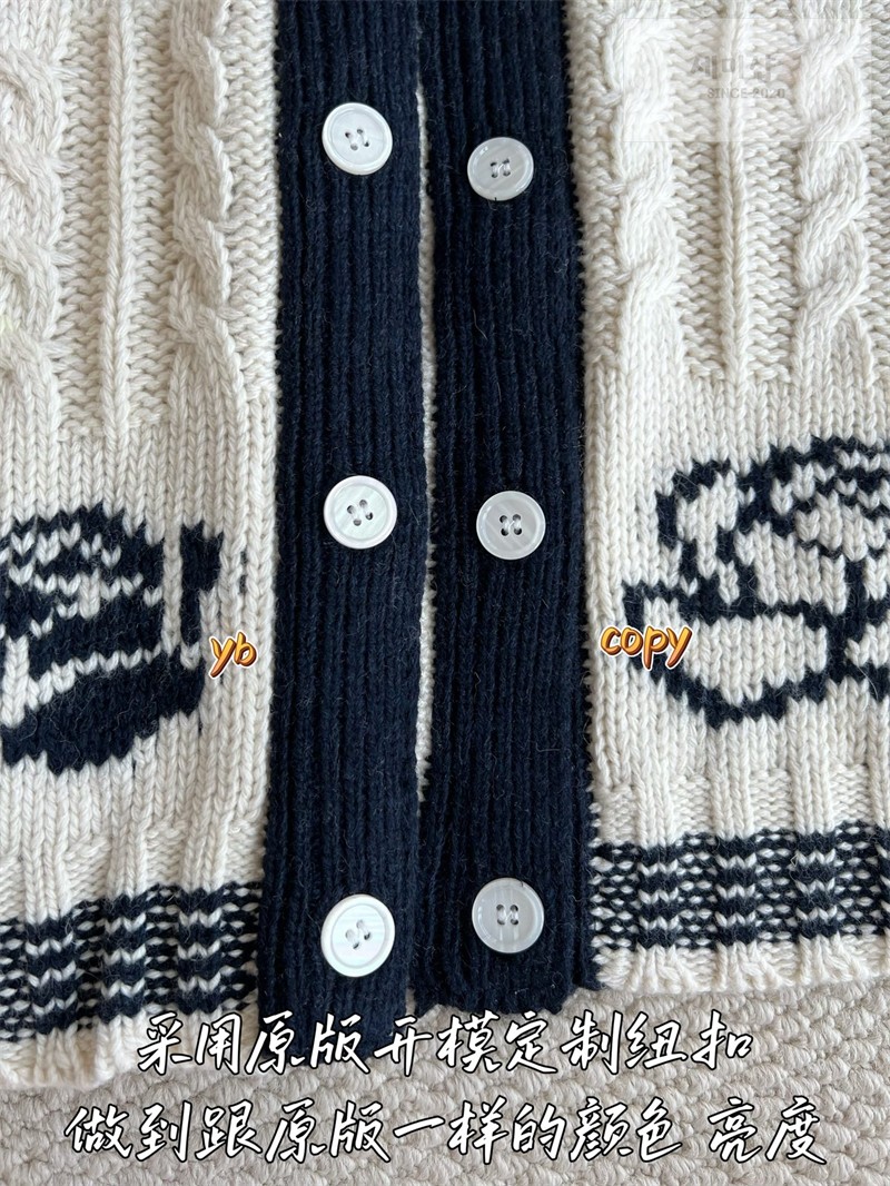 Thom Browne 톰브라운 로즈 인타르시아 케이블 니트 가디건 그레이 의류 10번 이미지